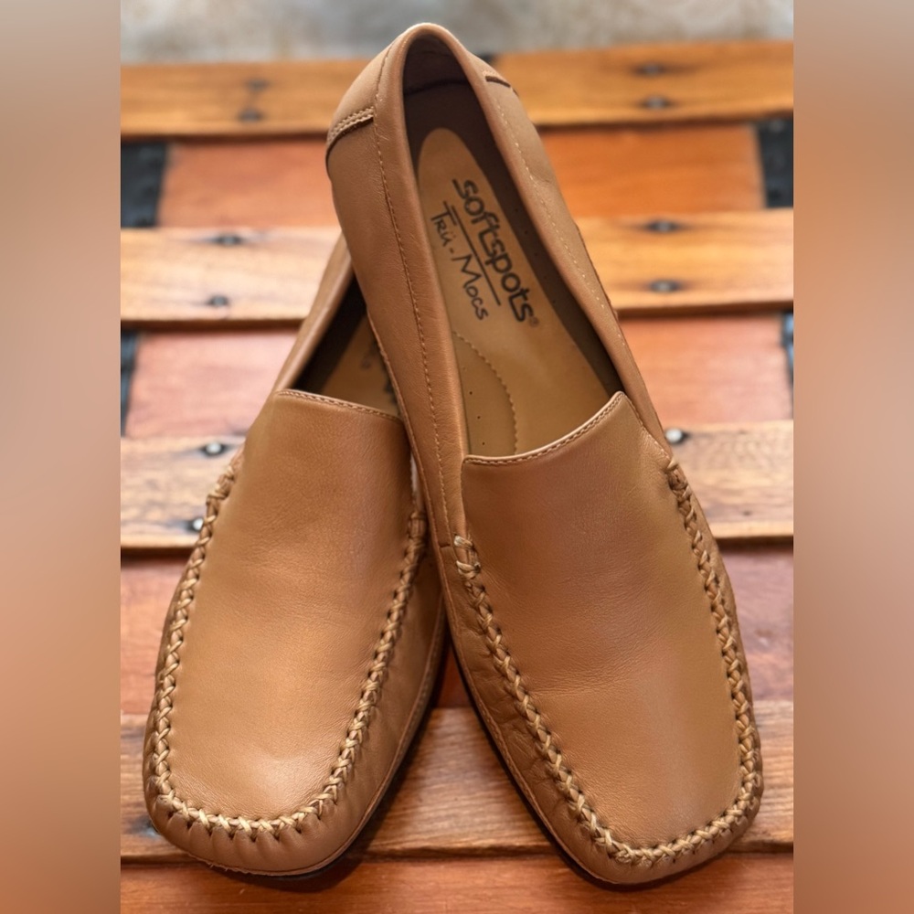 Softspots Cognac Leather Moccasin Slip-Ons